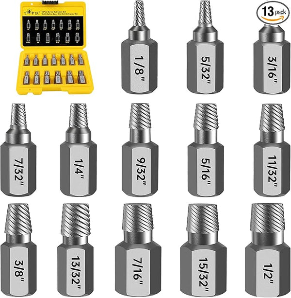 13-Piece Multi-Spline Easy Out Bolt Extractor Kit-T8109