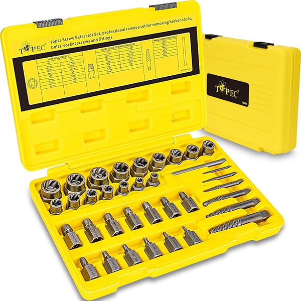 36Pcs Screw & Bolt Extractor Kit, 3-in-1 Easy Out Screw Extractor Set-T8096
