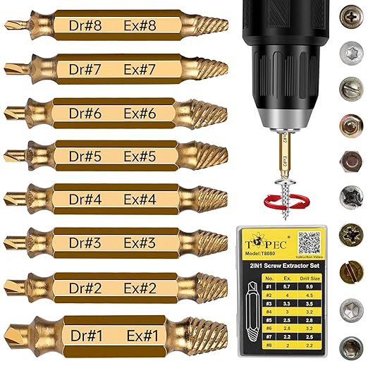 8Pcs Damaged Screw Extractor Set-T8080