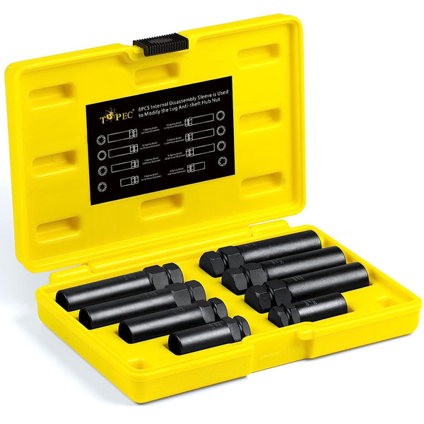 Topec 8Pcs Locking Lug Master Key and Wheel Lock Removal Kit-T8039