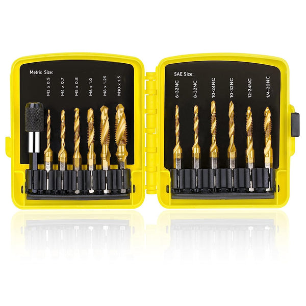 TOPEC 13 PCS 3-in-1 Bit and Drill Tap Combination Set-T8022