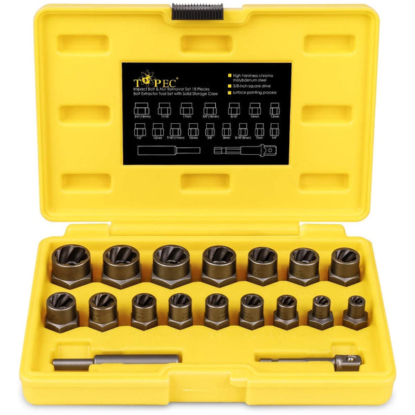 Topec 3/8 Inch 18pcs Impact Extractor Set - T8020
