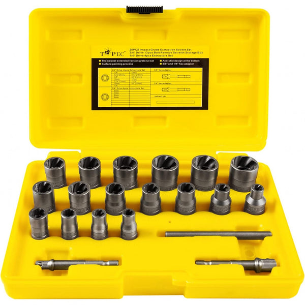 TOPEC 20Pcs Extended Version Bolt & Nut Remover Set-T8036