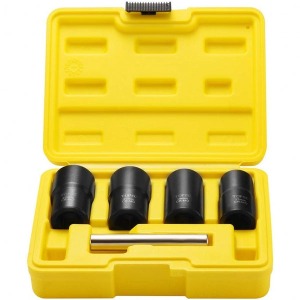Topec 5Pcs Twist Socket Set Lug Nut Remover and Bolt & Lug Nut Extractor-T8003