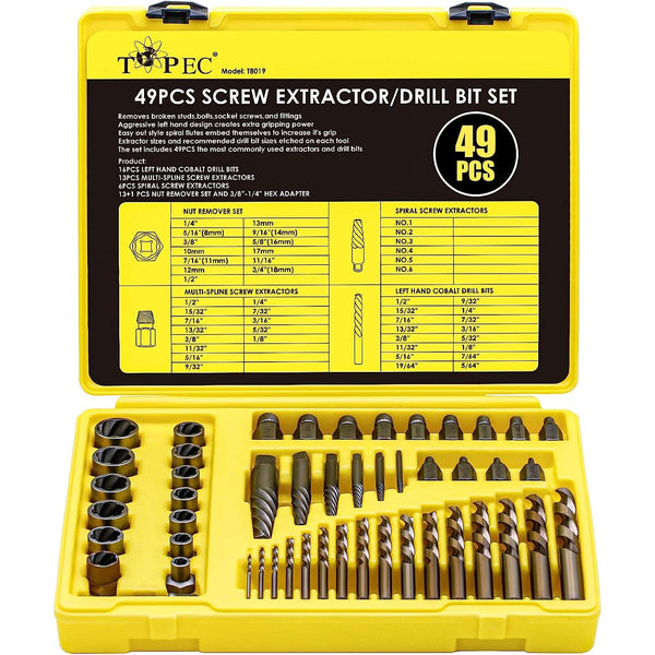 Topec 49pcs Screw Extractor/Drill Bit Set-T8019