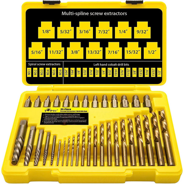 Topec 35-Piece Screw Extractor and Drill Bit Set-T8008