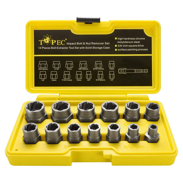 Topec  14 Pcs 3/8 Inch Impact Bolt & Nut Remover Set -T8002