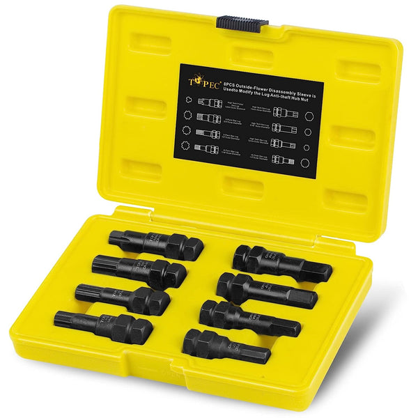 Topec 8pcs Locking Lug Master Key Set and Wheel Lock Removal Kit-T8056
